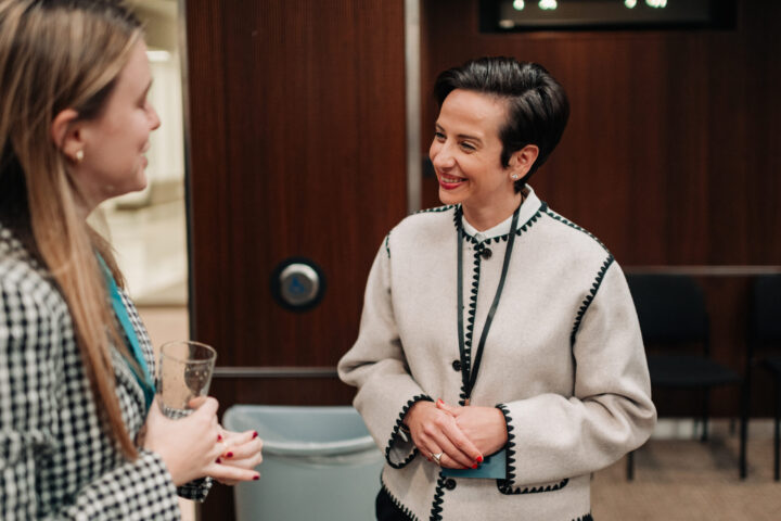 MP Melissa Lantsman speaking with an attendee 