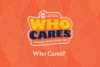 Orange background with abstract shapes of silhouettes and a logo that says, Who Cares, a podcast about caregiving. Text: Who Cares?